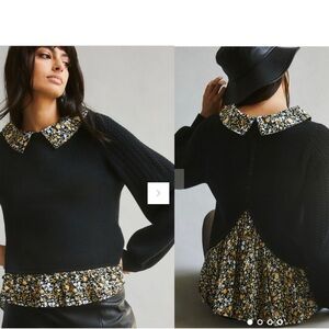 Anthropologie Maeve Textured Twofer Pullover Sweater size Large